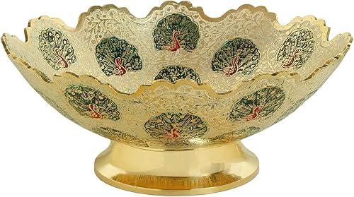 Zap Impex ® Bol à fruits secs décoratif en laiton - Taille 17,8 cm - Beau motif paon - Cadeau de cuisine - Nail Gallerys