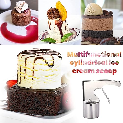 Ice Cream Scooper, Cylindrical Ice Cream Scoop with Trigger Release, Stainless Steel Old Time Ice Cream Scoop for Sandwiches Cream Mashed Potato Cookie - Nail Gallerys