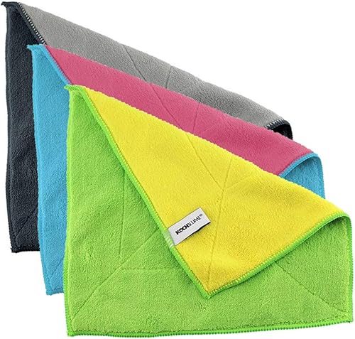 Kochblume Lot de 3 chiffons en microfibre 30 x 30 cm (anthracite/gris/vert/jaune et turquoise/rose) - Nail Gallerys