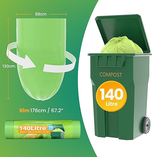 GreFusion 10l sac poubelle compostable 100 compost sac EN13432 OK Compost Home - Nail Gallerys