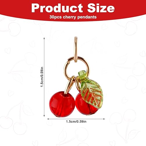 Gosknor 30pcs Breloques Cerises Rouges en Verre avec Boucle, Accessoires de Fabrication de Bijoux pour Bracelets Colliers et Boucles d'Oreilles - Nail Gallerys