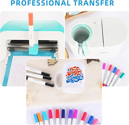 REALIKE Marqueurs à sublimation Infusion, compatibles avec Cricut Maker 3/Maker/Explore 3/Air 2/Air Dual Tips 1.0/0.4 Conseils Dessin Encre Transfert de chaleur pour tasse Cricut Presse-chaleur - Nail Gallerys