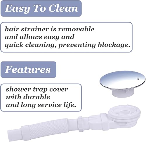 Bonde de douche SopimusZ extra plate de 90 mm pour receveur de douche, siphon avec système anti-odeurs, tamis à cheveux, tuyau flexible, couvercle chromé - Nail Gallerys