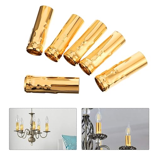 OSALADI 6Pcs Douille Couvre Fer Haut Couvercle de Bougie Manchons D'égouttement Base de Candélabre Lustre Luminaire Kit de Douille pour E14 Bougie 25X80mm Doré - Nail Gallerys