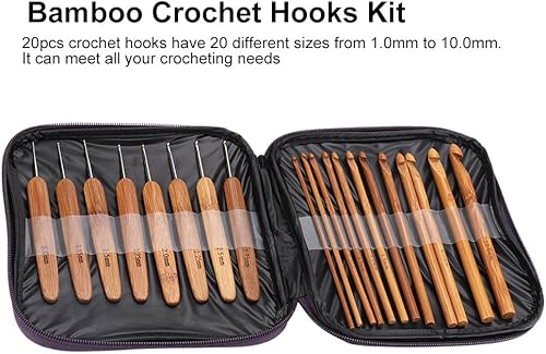 HEEPDD Crochet Tricot, 20Pcs Crochet Ensemble Bambou Poignée Armure Chandail Aiguilles À Tricoter Kit Français Broderie Aiguille À La Barbe Couture Accessoire - Nail Gallerys