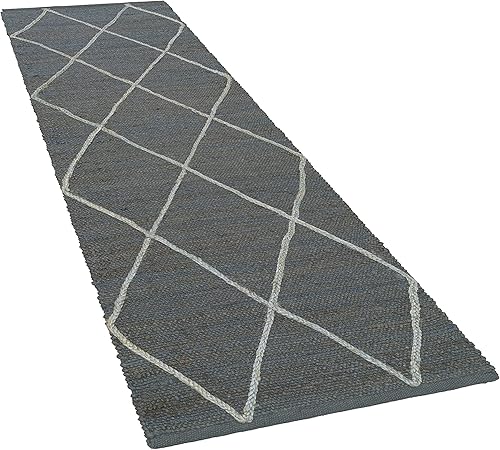 Paco Home Tapis De Salon Jute Fibres Naturelles Artisanal Motif 3D Scandinave Moderne, Dimension:200x290 cm, Couleur:Anthracite - Nail Gallerys