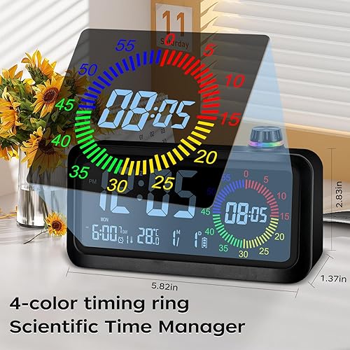 Lychee Réveil numérique, écran LED Couleur visuel Réveil avec minuterie, 2 Niveaux de luminosité, 3 Niveaux de Volume, 3 alarmes, Fonction Snooze, 12/24 Heures, Compte à rebours 60 Minutes (Noir) - Nail Gallerys