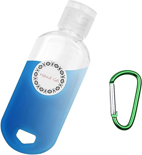 Kare & Kind Bouteilles de Voyage Portables et Transparentes - 4X Bouteilles vides avec Capuchons rabattables, 4X Mousqueton, 1x Feuilles d'étiquettes Autocollantes - jusqu'à 50 ML - Nail Gallerys