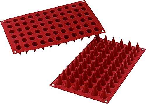 silikomart 26.131.00.0060 SF131 Moule Forme Cônes 66 Cavités Silicone Terre Cuite Rouge - Nail Gallerys
