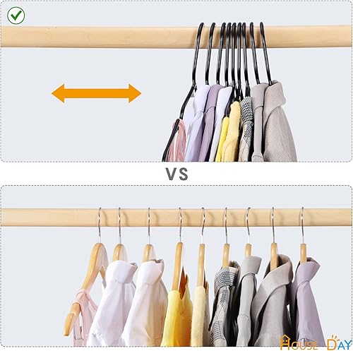 HOUSE DAY Lot de 50 Cintres en Plastique, Cintre Pantalon, Gain de Place avec Encoches, Cintre Antidérapant et Durables pour Jupe Vêtements, Longueur 42 cm, Noir - Nail Gallerys