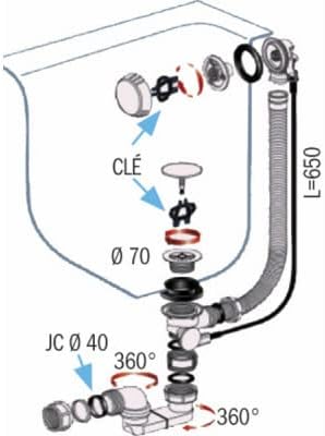 Nicoll - Vidage baignoire TBR07 - NICOLL : 0203577 - Nail Gallerys