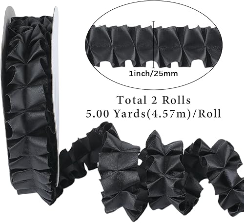 CABODYALS Ruban Plissé Vert Vintage de 9.14 m et 25mm Bordure en Dentelle à Volants Double Face Froncé pour Couture Fabrication Artisanale Bouquets de Mariée Robes Fournitures de Bricolage - Nail Gallerys