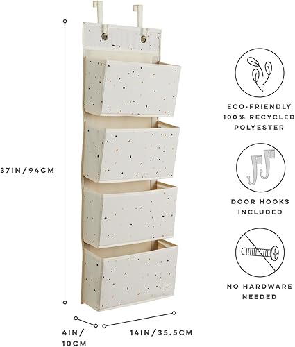3 Sprouts - Étagère Derrière Porte - Rangement Suspendu Tissu - Organisateur de Porte - Étagère à Suspendre - Rangement Porte à Suspendre - Idéal Chambre d'Enfant, Chambre - Terrazzo - Crème - Nail Gallerys