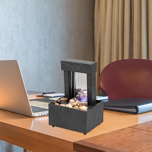Ristyur Fontaine Cascade d'intérieur | Fontaine d'eau relaxante avec lumière LED pour la Maison, Les Bureaux, Les espaces intérieurs, décoration pour Bureau, Jardin - Nail Gallerys