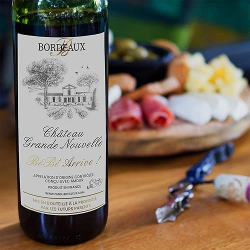 4 Etiquettes Autocollantes Bouteille de Vin - Annonce de Grossesse Originale BéBé ARRIVE | Futurs Grand-Parents | Annonce Naissance - Futur papy - Future mamie - Tonton - Tata - Parrain - Marraine - Nail Gallerys