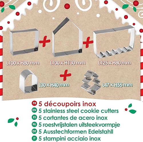 SCRAP COOKING ScrapCooking - Kit Découpoirs Maison Pain d’Épices - 5 Emporte-pièces en INOX pour Gingerbread House - Moules Pâtisserie Noël Décoration - 3975 - Nail Gallerys