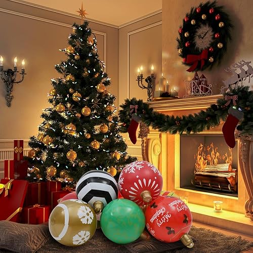 EHOTER Boule de Noël Gonflable Géante 60cm en PVC - Décoration Extérieure pour Mariage, Festival, Cour, Pelouse, Patio (D) - Nail Gallerys