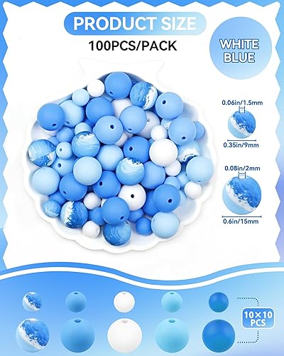 UNOZAVER Lot de 100 perles en silicone multicolores de 9 mm et 15 mm pour bracelets, stylos, bijoux, bricolage, artisanat, fabrication de porte-clés (rouge, rose, noir) - Nail Gallerys