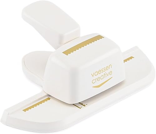 Vaessen Creative Perforatrice Bordure Timbre de 0,8 x 4,5 cm-Scrapbooking Matériel pour Papier, Cartes et Loisirs Créatifs, Blanc-Or - Nail Gallerys