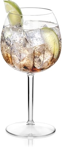 AIOS Lot de 6 verres à gin cannelés incassables en plastique Tritan sans BPA - Nail Gallerys