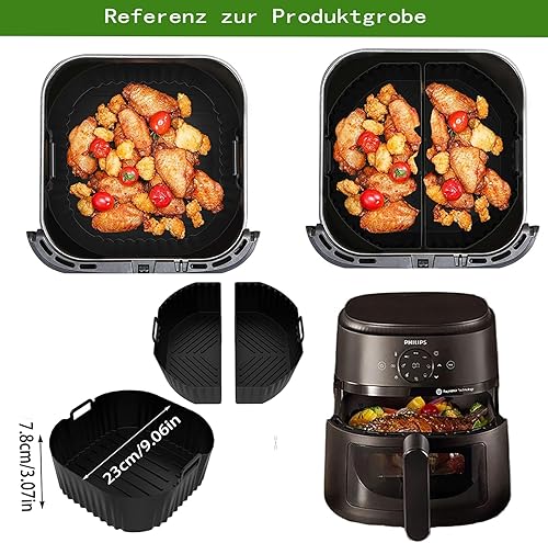 3pcs Moule Silicone Air Fryer, Plat Air Fryer Accessoires 2 x 3.1L + 1 x 6.2L pour Philips 2000 Série NA230 XL 6,2L, Cecotec Cosori Turbo Blaze 5,5L 6L 6,2L,Russell Hobbs 8L - Nail Gallerys