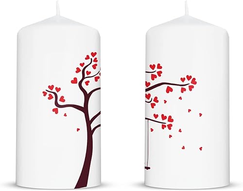 GRAVURZEILE Petite bougie – Design arbre en forme de cœur – Décoration de table pour mariage, fiançailles – Cadeau pour elle et lui pour la SaintValentin comme preuve d'amour – Bougie pilier de - Nail Gallerys