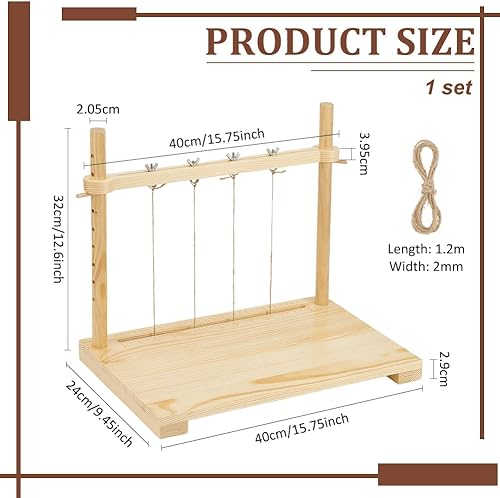 BENECREAT Ensemble de Cadre de Couture pour Reliure de 40x24cm Outils de Reliure de Livres à Faire Soi Même avec Corde de Chanvre pour L'Artisanat de Reliure de Livres et les Fournitures de Couture - Nail Gallerys
