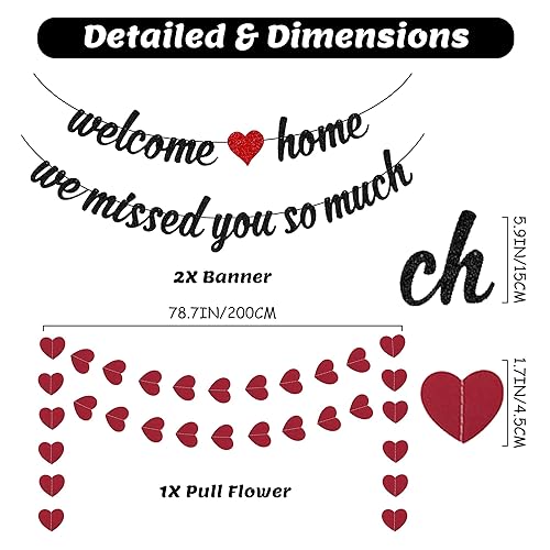 Bannière décorative « Welcome Home We Missed You » (noir rouge) - Nail Gallerys