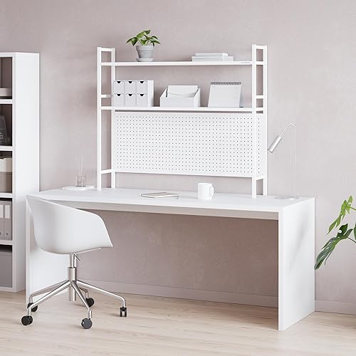 Jan Nowak Wendy Étagère de bureau en métal avec 2 étagères, plaque perforée, étagère à poser, idéale pour les bureaux et les petits espaces, 115 x 98 x 22 cm, blanche - Nail Gallerys