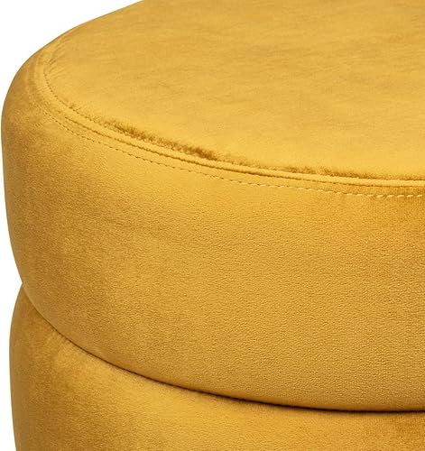 Atmosphera - Pouf Sinan en Velours D40cm Jaune Ocre - Nail Gallerys