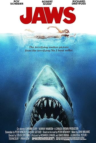 Jaws Affiche de film classique vintage années 80, A3 297 × 420 mm - Nail Gallerys