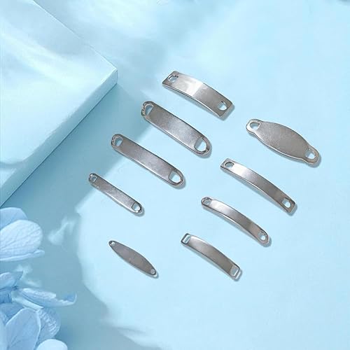 Kissmii Lot de 45 étiquettes vierges en acier inoxydable à graver, 25-49 mm, étiquettes rectangulaires mixtes - Nail Gallerys