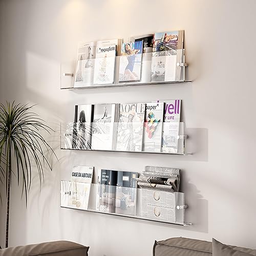 Porte-revues porte-journaux Porte-magazines 3 Niveaux Transparent Acrylique Porte-revues/ Porte-brochures, Support Mural Présentoir Pour Catalogues/ Brochures Présentoir De Brochures, Pour Magasin De - Nail Gallerys