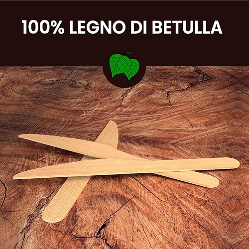 Baciato Caffè Lot de 300 couteaux écologiques en bois de bouleau jetables 100 % naturels biodégradables et compostables couverts jetables - Nail Gallerys