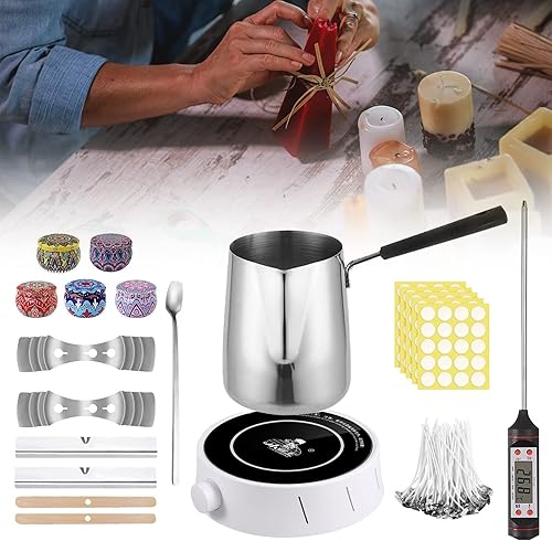 Whemyreat Fondeur De Cire Bougie,Kit Portatif De Fusion De Bougies Electrique 600w,Kit Complet De Fabrication De Bougies Débutantes,Fondeur De Bougies Diy Avec Thermomètre, Dortoir,Bureau,Camping,Rv - Nail Gallerys