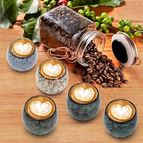 Umllpet Lot de 5 tasses à expresso de 110 ml - Mini tasses à expresso - Tasses à moka sans anse - En céramique - Petites tasses à café - Pour expresso, moka, thé, Pâques, cadeau d'anniversaire pour - Nail Gallerys