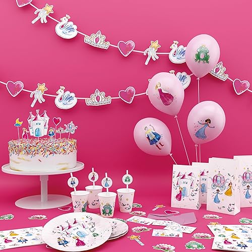 CAM ET LEON - Accessoires Décoration d’Anniversaire Enfant - Thème Princesses - Assiettes, Gobelets, Serviettes, Confettis, Sachets, Cartes d’Invitation (Paille x8) - Nail Gallerys