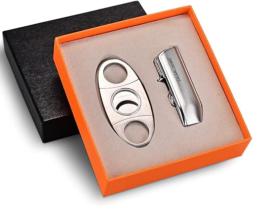 CIGARLOONG Ensemble Coupe-Cigare et Briquet Double Lame et Briquet Butane Rechargeable à Jet (Rouge) - Nail Gallerys