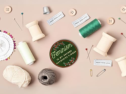 Écusson Feminism is my Second Favourite F-Word - À repasser - Motif floral - Pour fille - Nail Gallerys