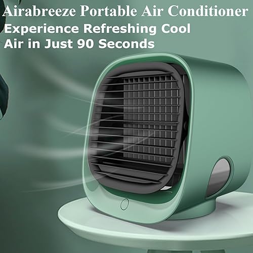 Airabreeze Portable Air Climating, Filmage instantané Mini Climatiseur silencieux avec des réglages à 3 vitesses, Mini AC économe en énergie avec veilleuse LED (White) - Nail Gallerys