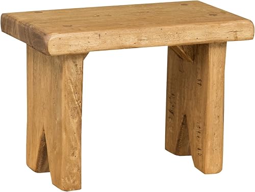 Biscottini Tabouret en Bois Bas 26x13x18 cm | Tabouret de Salle de Bain | Banc en Bois | Petit Tabouret en Bois | Support pour Plantes - Nail Gallerys