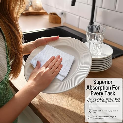 Living Fashions Torchons de Nettoyage 100% Coton, lavables en Machine, lavettes pour Surfaces de Cuisine, Paquet de 12, Blanc - Nail Gallerys