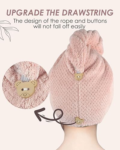 MOXTOYU Lot de 3 Serviettes en Microfibre Super absorbantes pour Cheveux avec Boutons pour Femme et Fille pour Cheveux Longs bouclés et mouillés (Gris/Rose/Vert) - Nail Gallerys