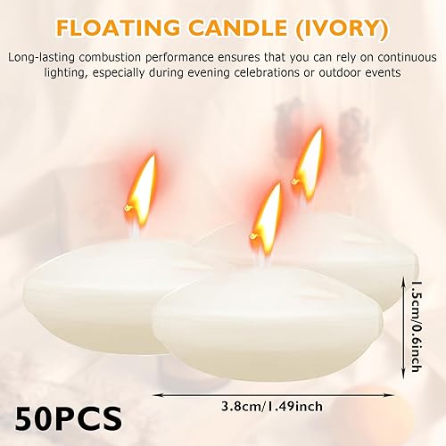 Lot de 50 bougies flottantes non parfumées : WANDGU Bougies flottantes, bougies chauffe-plat, bougies flottantes pour la Saint-Valentin, Noël, mariage, dîner, blanc chaud - Nail Gallerys