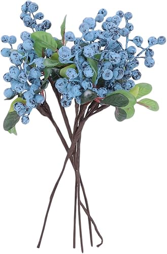 HEALLILY 5pcs Bleu Artificiel Baies délicates Tissu réaliste Myrtille décor Fruit Fleur noël Bricolage Ornement - Nail Gallerys