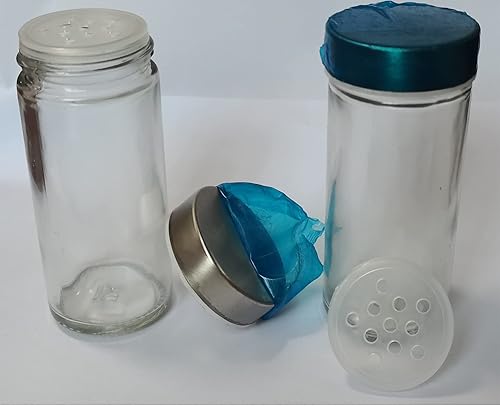 Manfâ 2 pots à épices très transparents (diamètre 4,5 x H 9,5 cm), argentés - Nail Gallerys