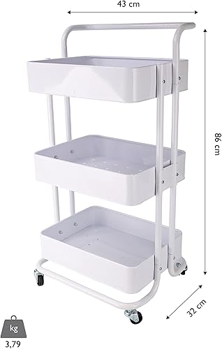 ECHTWERK Chariot de Service Mobile pour Cuisine/Salle de Bain/Bureau à 3 Niveaux, Chariot de Cuisine à roulettes avec tiroirs, Chariot à Outils, Chariot de Bricolage, édition cuivre, 43 x 32 x 86 cm - Nail Gallerys