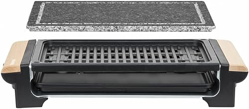 H.Koenig Grill électrique 2 en 1 et Pierre à cuire pour 8 personnes - RP320 multifonction, Grande Pierre granit, Grillade électrique Viandes Légumes Barbecue de table, Bac amovible, Nettoyage facile - Nail Gallerys