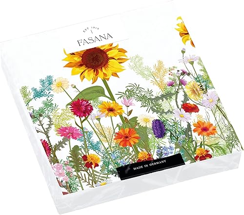 Lot de 20 serviettes de table Motif tournesol dans prairie fleurie - Décoration de table - Découpage - Technique de serviette 33 x 33 cm - Nail Gallerys