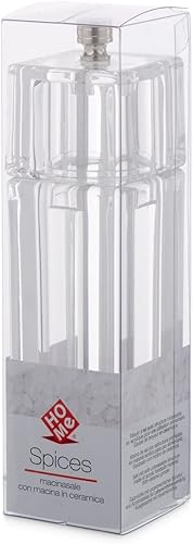 Home Moulin à sel avec Mécanisme en Céramique, Acrylique/Céramique INOX, Transparent, 16cm - Nail Gallerys